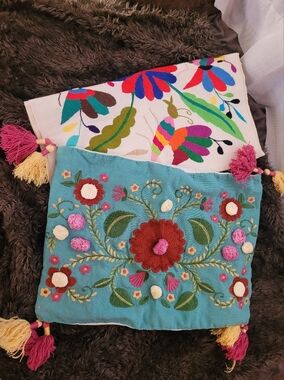 Pier 1 Boho Pillow Case Embroidered Colorful